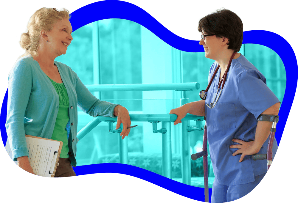 Two women talking to each other